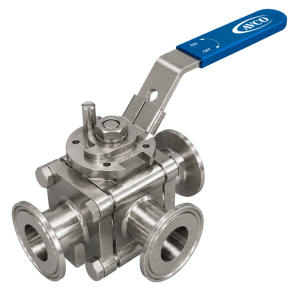 2800 Series - 3 Way, Side Entry, Sanitary, Full Port, Diverter Ball Valve (Engineered in USA)