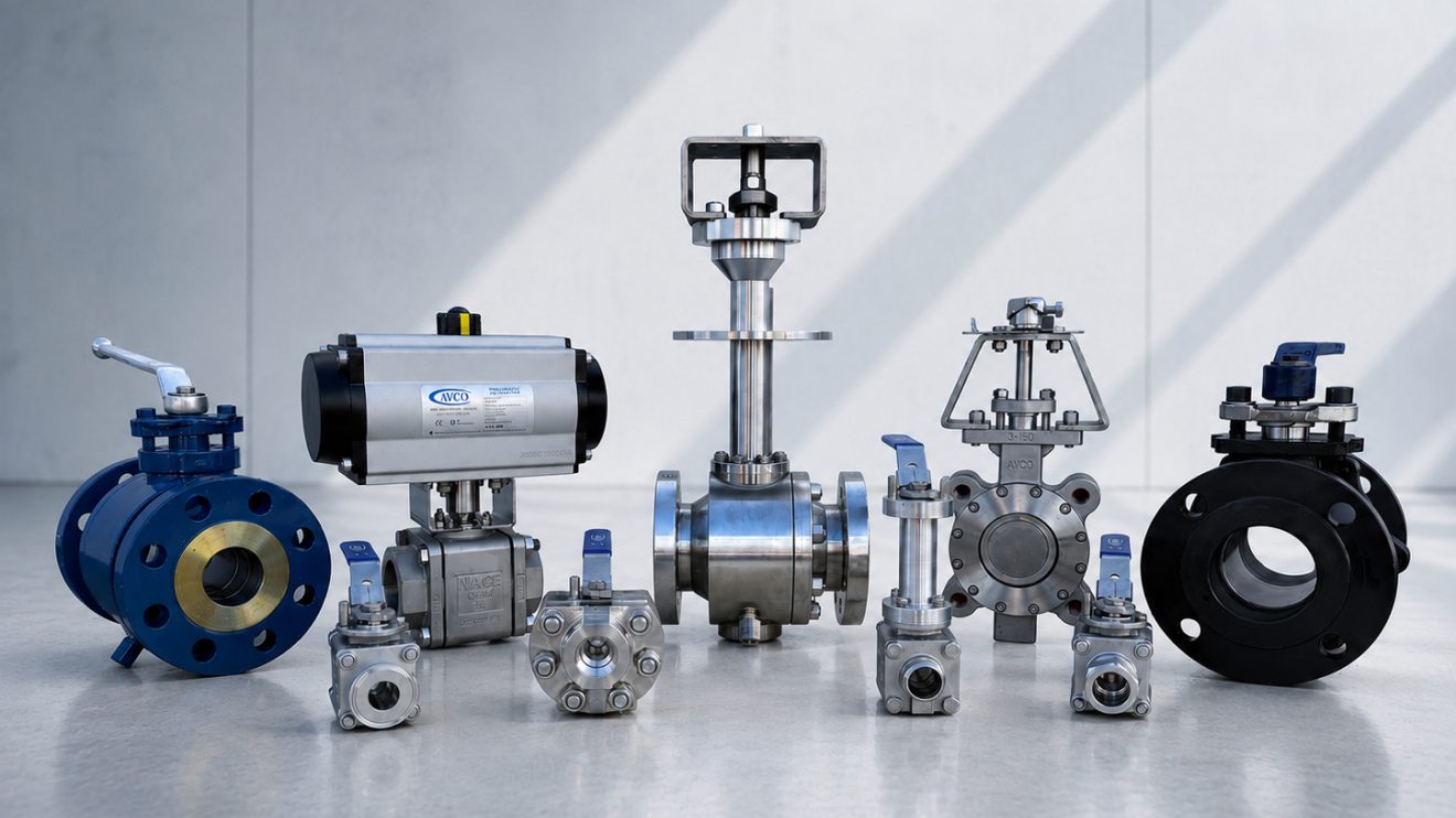 AVCO ball valves installed in industrial piping system